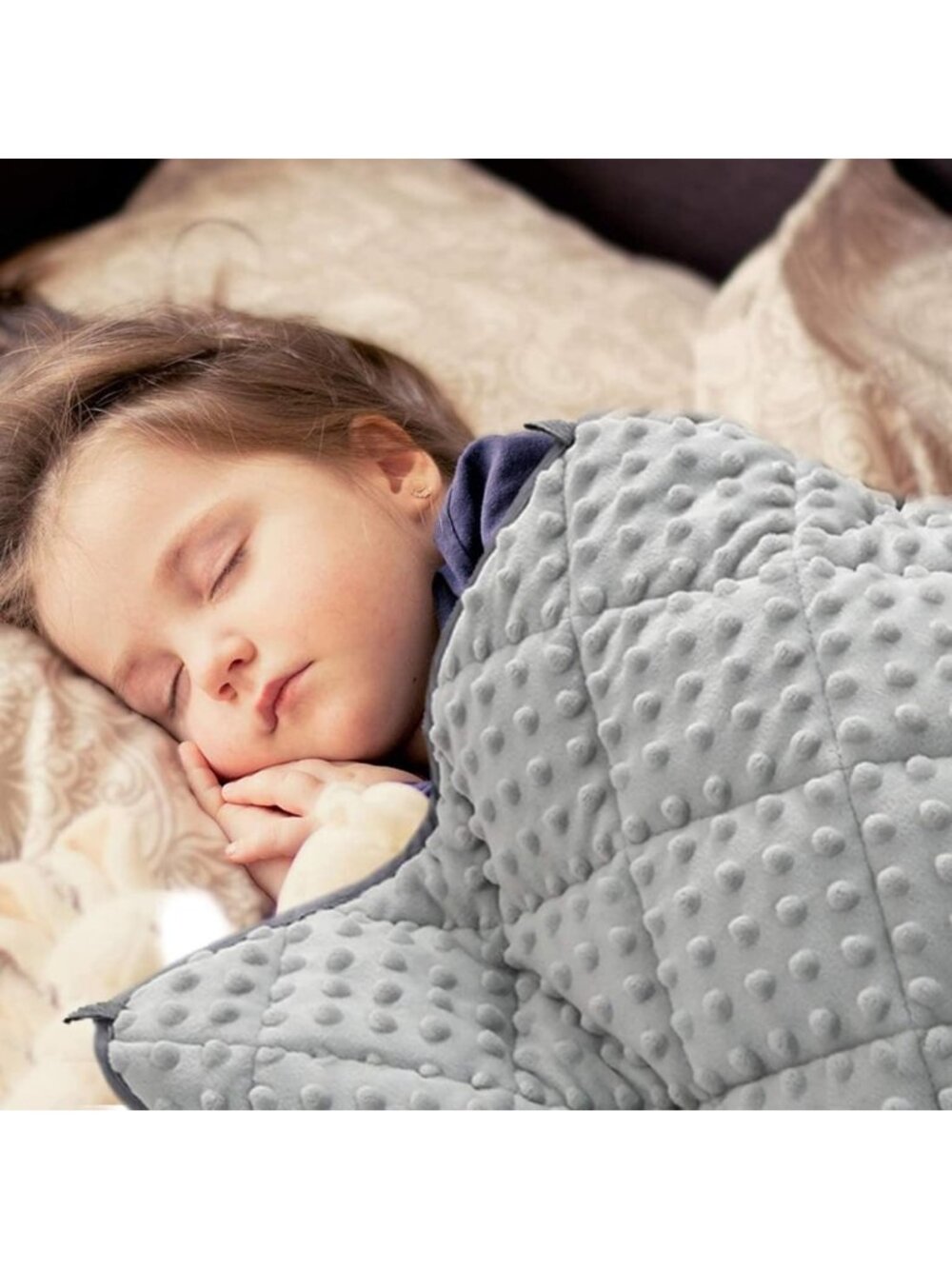 Cozy 3lb Weighted Blanket for Kids, 36"x48", Soft Cotton & Minky, Sensory
